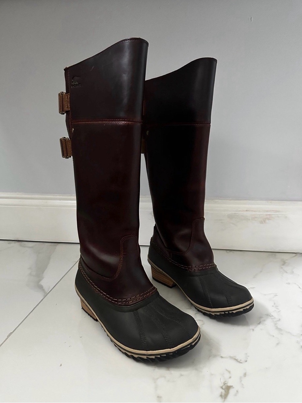 SOREL SLIMPACK TALL Women 6.5 Equestrian Riding Waterproof Nutmeg Brown Leather - Picture 2 of 9